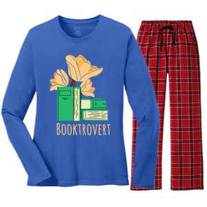 Aesthetic Minimalist Booktrovert Floral Bookish Book Reader Funny Gift Women's Long Sleeve Flannel Pajama Set 