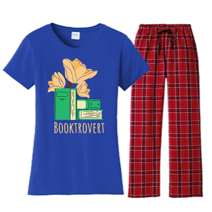 Aesthetic Minimalist Booktrovert Floral Bookish Book Reader Funny Gift Women's Flannel Pajama Set