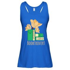 Aesthetic Minimalist Booktrovert Floral Bookish Book Reader Funny Gift Ladies Essential Flowy Tank