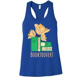 Aesthetic Minimalist Booktrovert Floral Bookish Book Reader Funny Gift Women's Racerback Tank