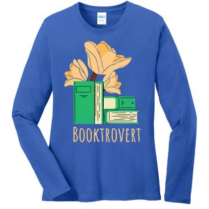 Aesthetic Minimalist Booktrovert Floral Bookish Book Reader Funny Gift Ladies Long Sleeve Shirt