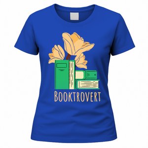 Aesthetic Minimalist Booktrovert Floral Bookish Book Reader Funny Gift Women's T-Shirt