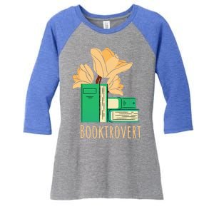 Aesthetic Minimalist Booktrovert Floral Bookish Book Reader Funny Gift Women's Tri-Blend 3/4-Sleeve Raglan Shirt