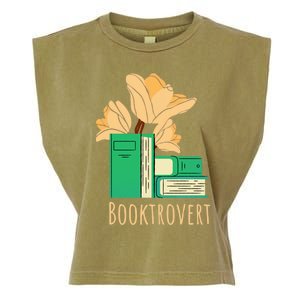 Aesthetic Minimalist Booktrovert Floral Bookish Book Reader Funny Gift Garment-Dyed Women's Muscle Tee