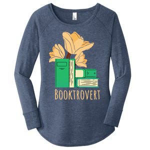 Aesthetic Minimalist Booktrovert Floral Bookish Book Reader Funny Gift Women's Perfect Tri Tunic Long Sleeve Shirt