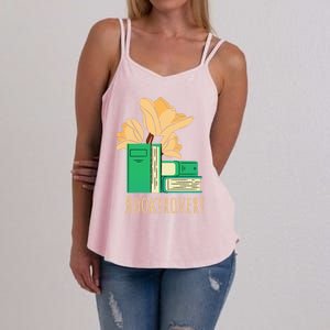 Aesthetic Minimalist Booktrovert Floral Bookish Book Reader Funny Gift Women's Strappy Tank