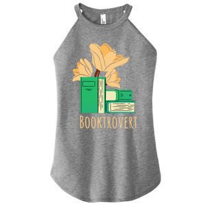 Aesthetic Minimalist Booktrovert Floral Bookish Book Reader Funny Gift Women's Perfect Tri Rocker Tank