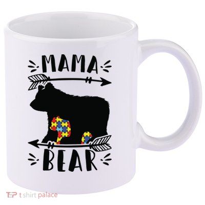 Autism Mama Bear Meaningful Gift Autism Mom Cool Gift 11oz C Handle Ceramic Mug