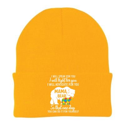 Autism Mama Bear I Will Speak Fight Advocate For You Gift Knit Cap Winter Beanie