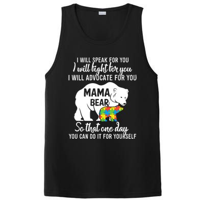 Autism Mama Bear I Will Speak Fight Advocate For You Gift PosiCharge Competitor Tank