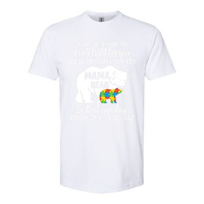 Autism Mama Bear I Will Speak Fight Advocate For You Gift Softstyle CVC T-Shirt