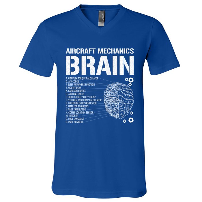 Aircraft Mechanic Brain Aircraft Mechanic Gift V-Neck T-Shirt