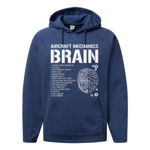 Aircraft Mechanic Brain Aircraft Mechanic Gift Performance Fleece Hoodie