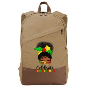 Awesome Messy Bun Celebrate Juneteenth Black History Women Cotton Canvas Backpack