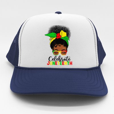 Awesome Messy Bun Celebrate Juneteenth Black History Women Trucker Hat