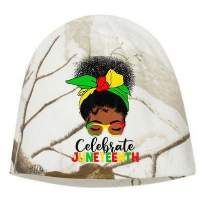 Awesome Messy Bun Celebrate Juneteenth Black History Women Kati - Camo Knit Beanie