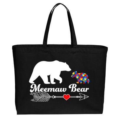 Autism Meemaw Bear Puzzle Autism Awareness Autistic Support Gift Cotton Canvas Jumbo Tote