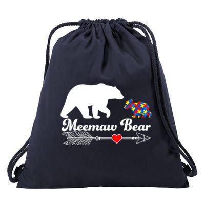 Autism Meemaw Bear Puzzle Autism Awareness Autistic Support Gift Drawstring Bag