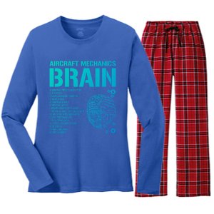 Aircraft Mechanic Brain Aircraft Mechanic Gift Women's Long Sleeve Flannel Pajama Set 