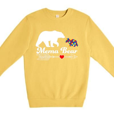 Autism Mema Bear Puzzle Autism Awareness Autistic Support Gift Premium Crewneck Sweatshirt