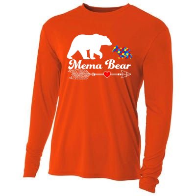 Autism Mema Bear Puzzle Autism Awareness Autistic Support Gift Cooling Performance Long Sleeve Crew