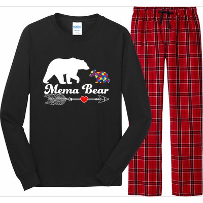 Autism Mema Bear Puzzle Autism Awareness Autistic Support Gift Long Sleeve Pajama Set