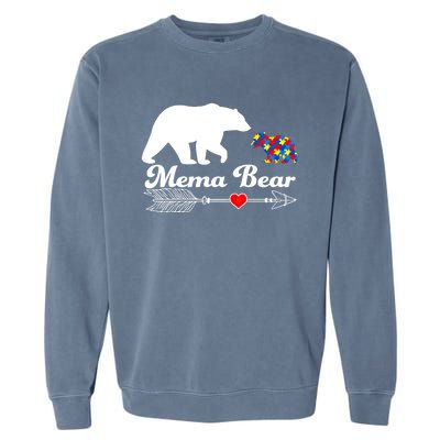 Autism Mema Bear Puzzle Autism Awareness Autistic Support Gift Garment-Dyed Sweatshirt