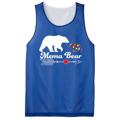 Autism Mema Bear Puzzle Autism Awareness Autistic Support Gift Mesh Reversible Basketball Jersey Tank