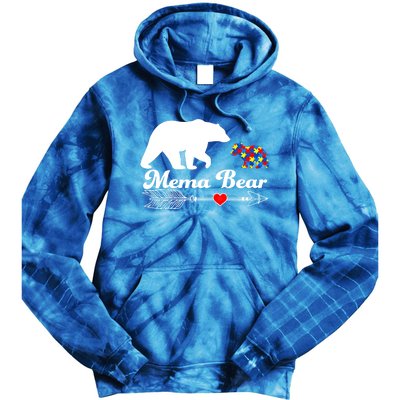 Autism Mema Bear Puzzle Autism Awareness Autistic Support Gift Tie Dye Hoodie