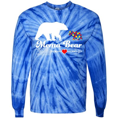 Autism Mema Bear Puzzle Autism Awareness Autistic Support Gift Tie-Dye Long Sleeve Shirt