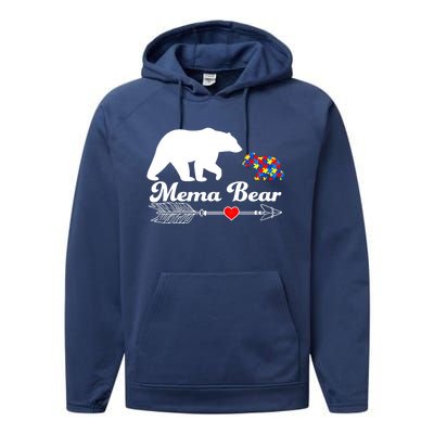 Autism Mema Bear Puzzle Autism Awareness Autistic Support Gift Performance Fleece Hoodie