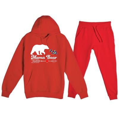 Autism Mema Bear Puzzle Autism Awareness Autistic Support Gift Premium Hooded Sweatsuit Set