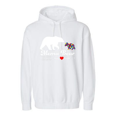 Autism Mema Bear Puzzle Autism Awareness Autistic Support Gift Garment-Dyed Fleece Hoodie