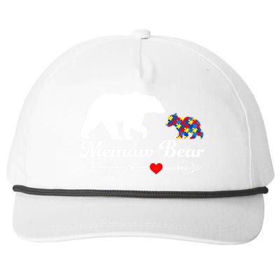 Autism Memaw Bear Puzzle Autism Awareness Autistic Support Funny Gift Snapback Five-Panel Rope Hat