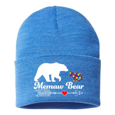 Autism Memaw Bear Puzzle Autism Awareness Autistic Support Funny Gift Sustainable Knit Beanie