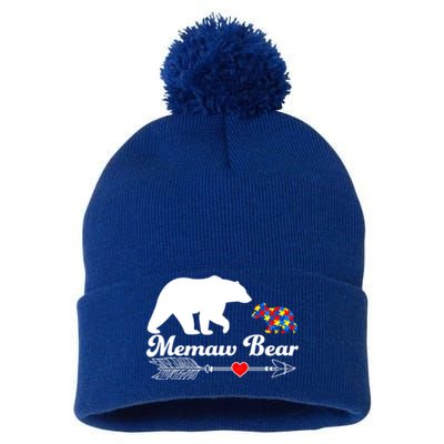 Autism Memaw Bear Puzzle Autism Awareness Autistic Support Funny Gift Pom Pom 12in Knit Beanie