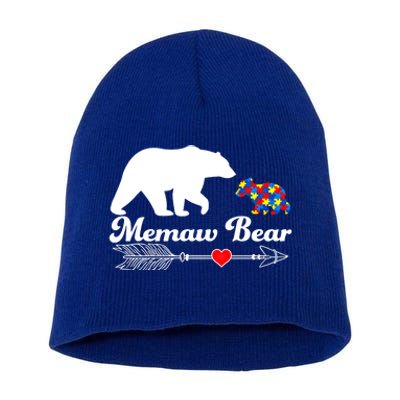 Autism Memaw Bear Puzzle Autism Awareness Autistic Support Funny Gift Short Acrylic Beanie