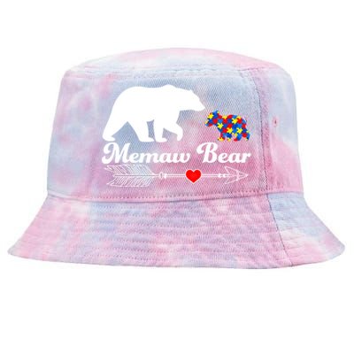 Autism Memaw Bear Puzzle Autism Awareness Autistic Support Funny Gift Tie-Dyed Bucket Hat