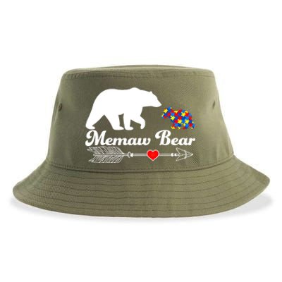 Autism Memaw Bear Puzzle Autism Awareness Autistic Support Funny Gift Sustainable Bucket Hat