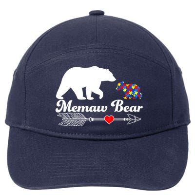 Autism Memaw Bear Puzzle Autism Awareness Autistic Support Funny Gift 7-Panel Snapback Hat