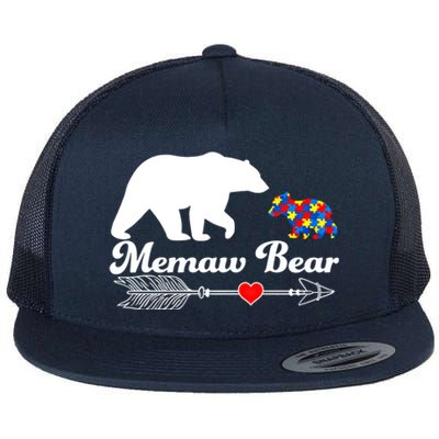 Autism Memaw Bear Puzzle Autism Awareness Autistic Support Funny Gift Flat Bill Trucker Hat