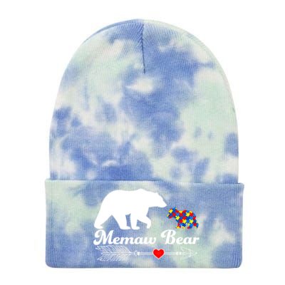 Autism Memaw Bear Puzzle Autism Awareness Autistic Support Funny Gift Tie Dye 12in Knit Beanie