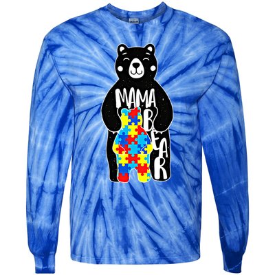 Autism Mama Bear Autism Awareness Gift Tie-Dye Long Sleeve Shirt