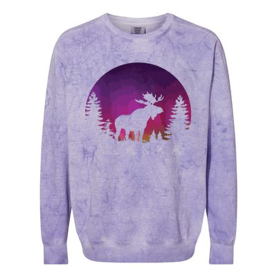 Alaska Moose Borealis Alaskan Landscape Colorblast Crewneck Sweatshirt