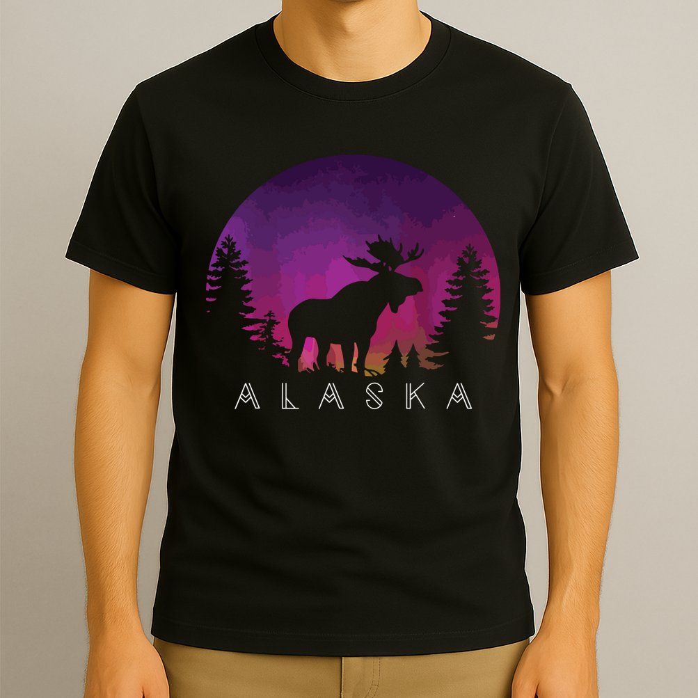 Alaska Moose Borealis Alaskan Landscape T-Shirt