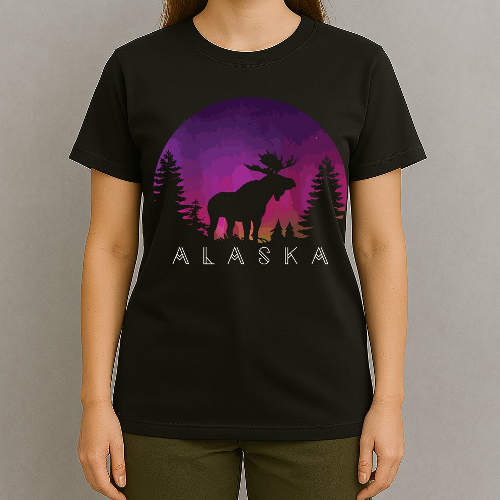Alaska Moose Borealis Alaskan Landscape T-Shirt