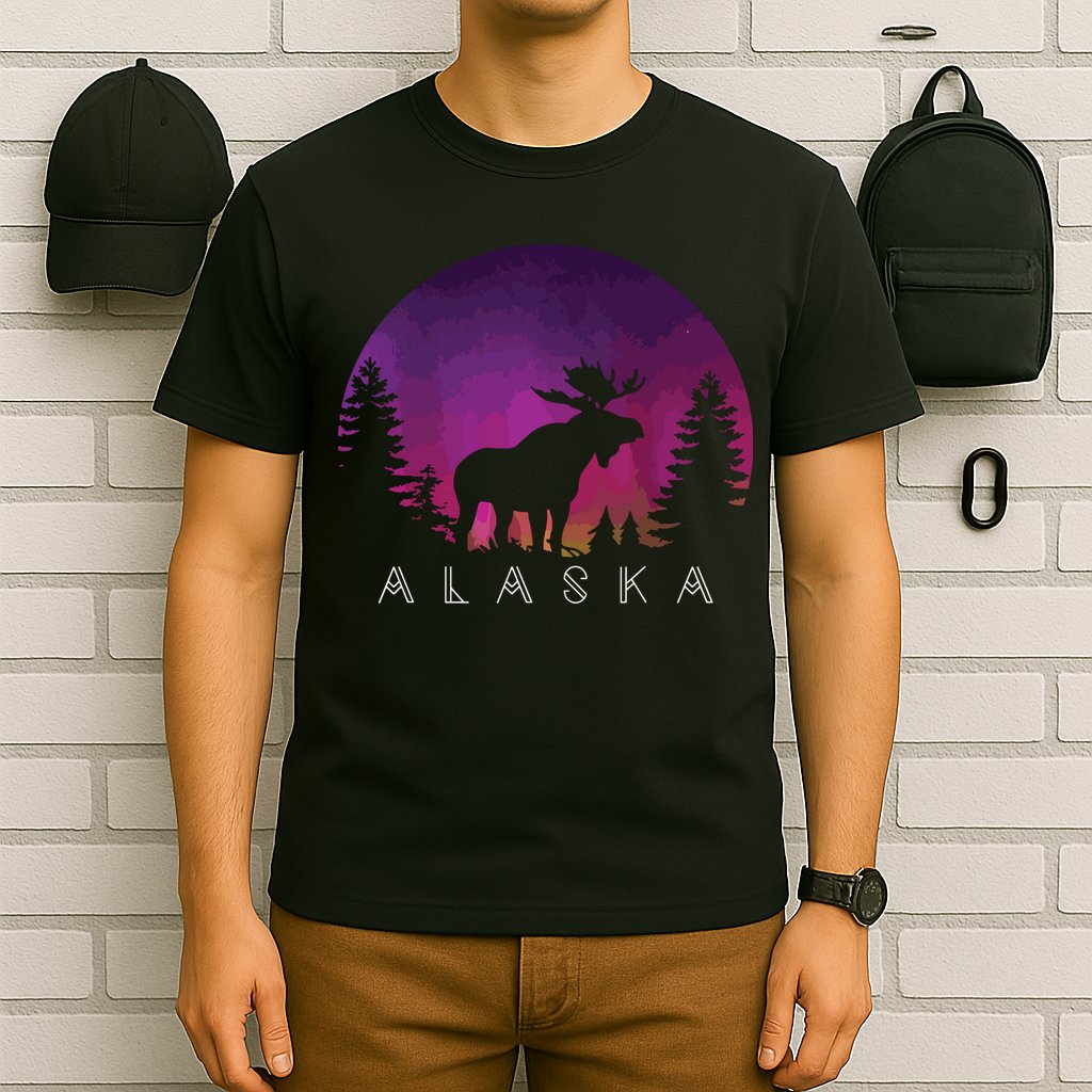 Alaska Moose Borealis Alaskan Landscape T-Shirt