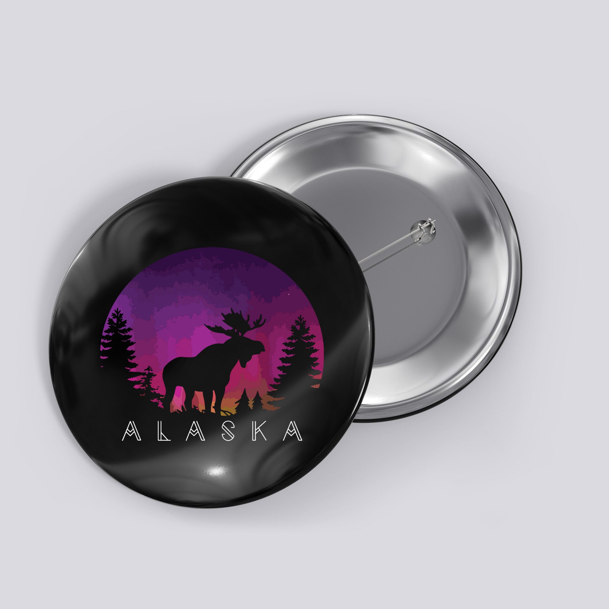 Alaska Moose Borealis Alaskan Landscape Button