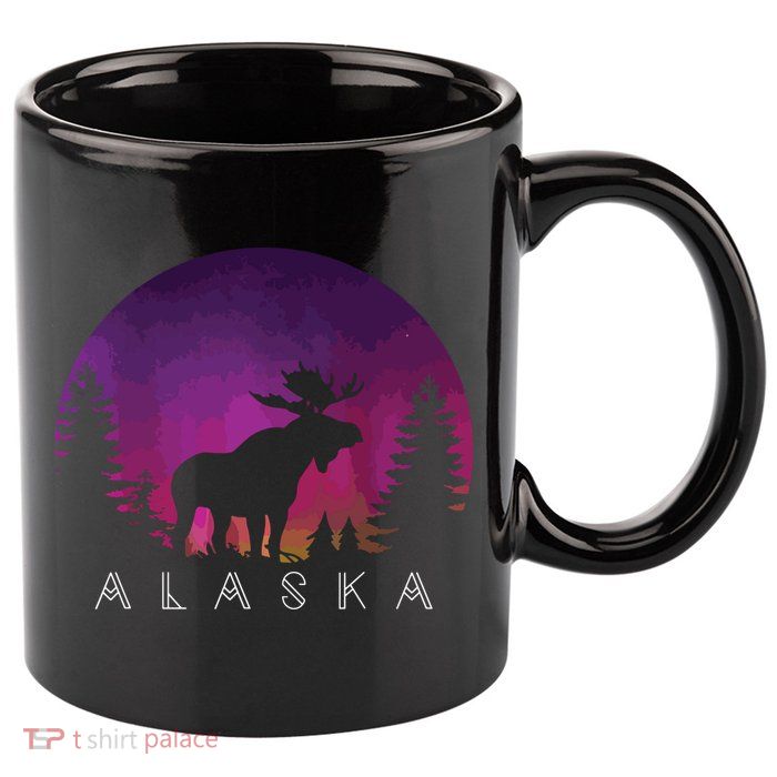 Alaska Moose Borealis Alaskan Landscape 11oz C Handle Ceramic Mug