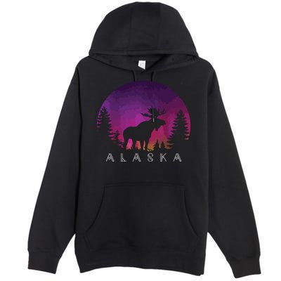 Alaska Moose Borealis Alaskan Landscape Premium Pullover Hoodie